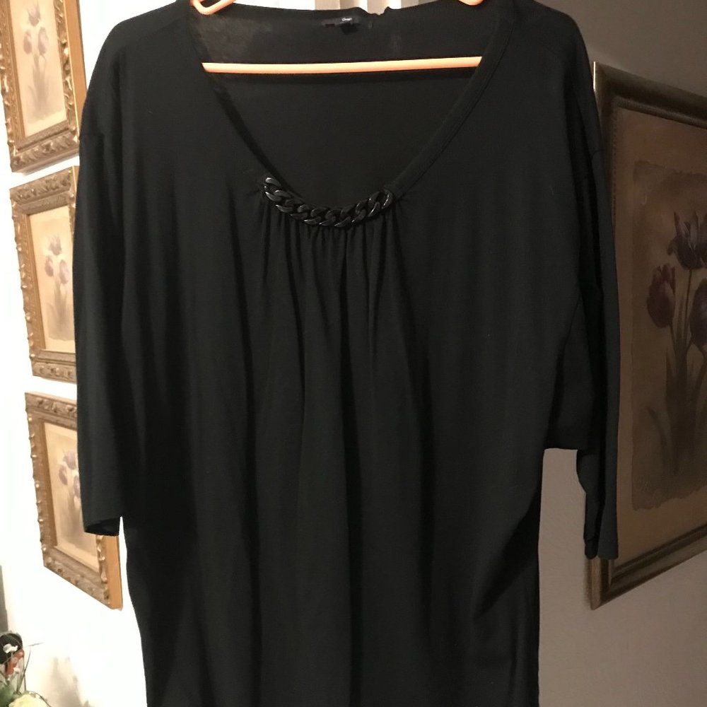 Gap XL black embellished front gathered tunic.